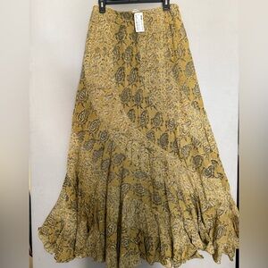 Fabindia Tiered Maxi Skirt Large Paisley Multicolor Womens Bohemian Cotton New